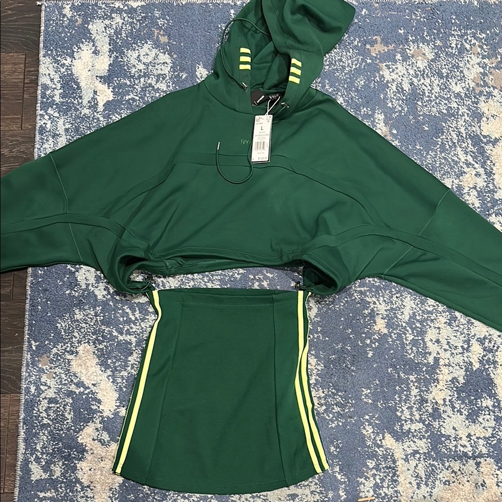 IVY PARK Green Hoodie and Skirt Set with Yellow Accents